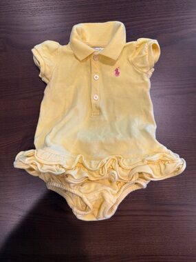 Ralph Lauren Yellow Baby Polo 2 Puece Romper Size 3 M